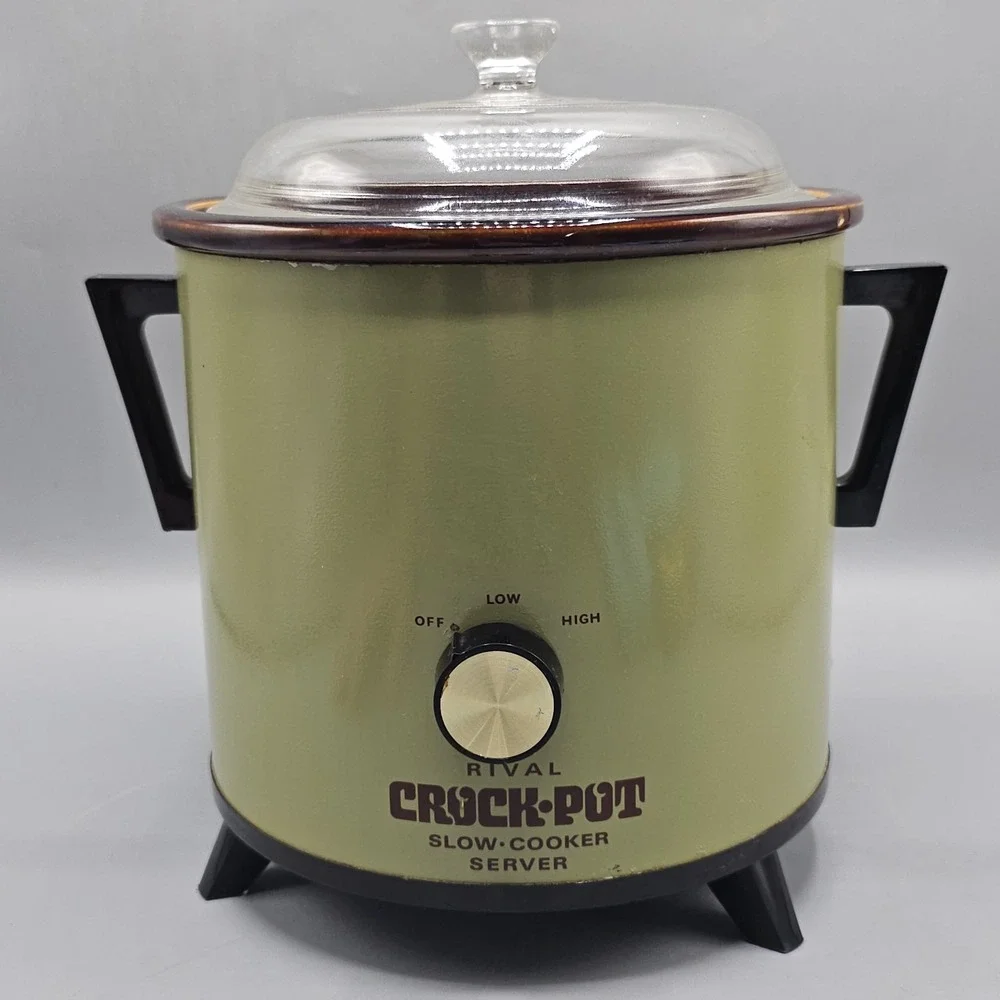 Vintage Rival Avocado Green Crock Pot  3101 Slow Cooker 3.5qt Tested Grandmacore